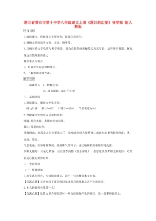 湖北省黄石市第十中学八年级语文上册《落日的幻觉》导学案 新人教版
