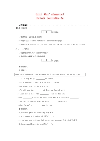 八年级英语下册 Unit 1 What’s the matter（Period5 SectionB2a—2e）学案设计 （新版）人教新目标版-（新版）人教新目标版初中八年级下册英语学案