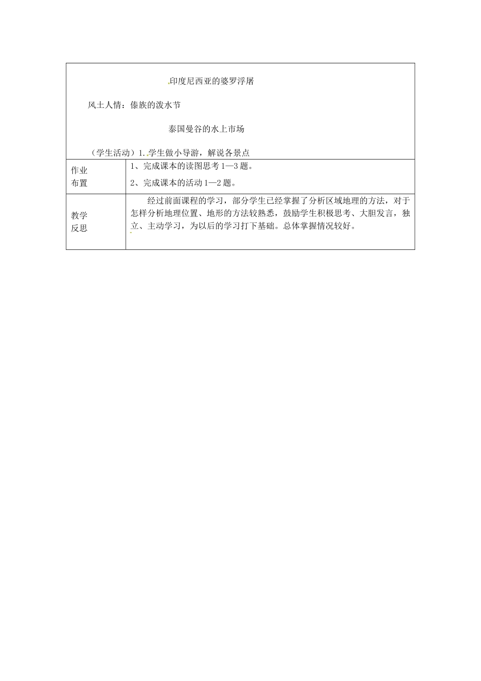 广东省佛山市中大附中三水实验中学七年级地理上册《第二章 第一节 东南亚（2）》教案 粤教版_第3页