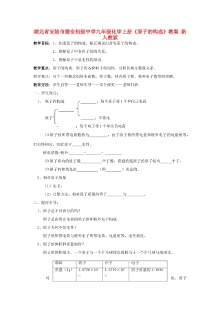 湖北省安陆市德安初级中学九年级化学上册《原子的构成》教案 新人教版