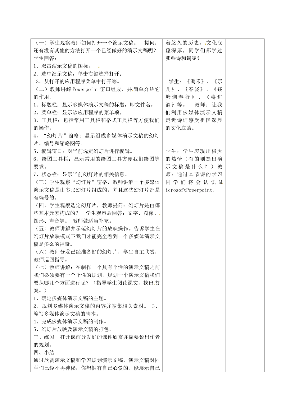 八年级信息技术 演示文稿的欣赏与规划教案-人教版初中八年级全册信息技术教案_第2页