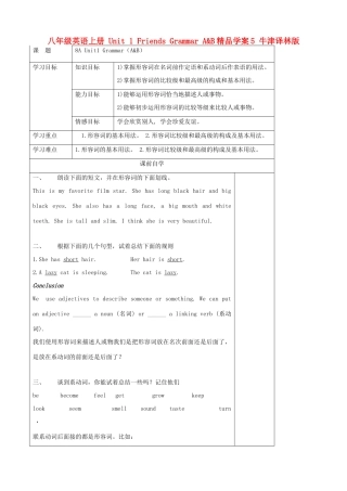 八年级英语上册 Unit 1 Friends Grammar A&B精品学案5 牛津译林版