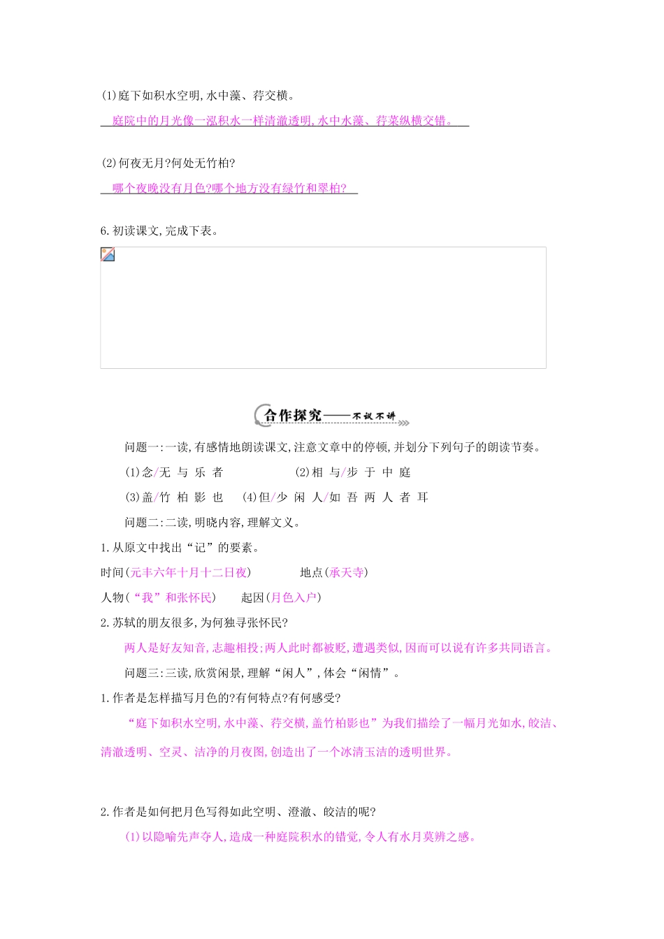 八年级语文上册 第17课 记承天寺夜游导学案 苏教版-苏教版初中八年级上册语文学案_第2页