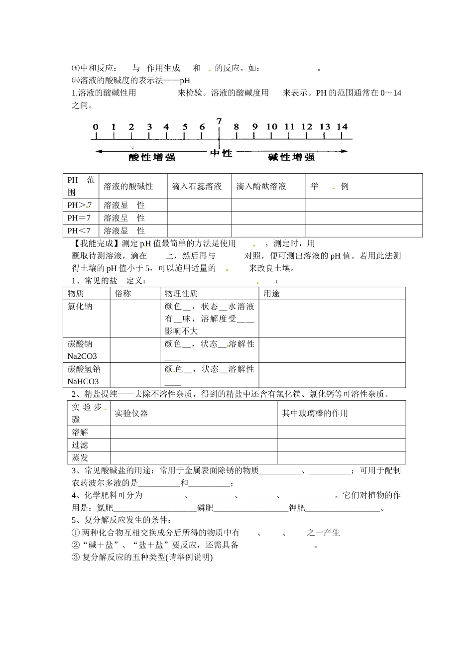 江苏省东海县南辰中学九年级化学《第十、十一单元》复习讲义 新人教版_第2页