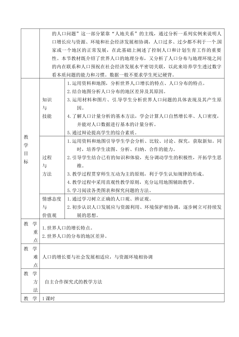 福建省福州市第四十一中学七年级地理上册《世界人口》 说课稿 新人教版_第3页