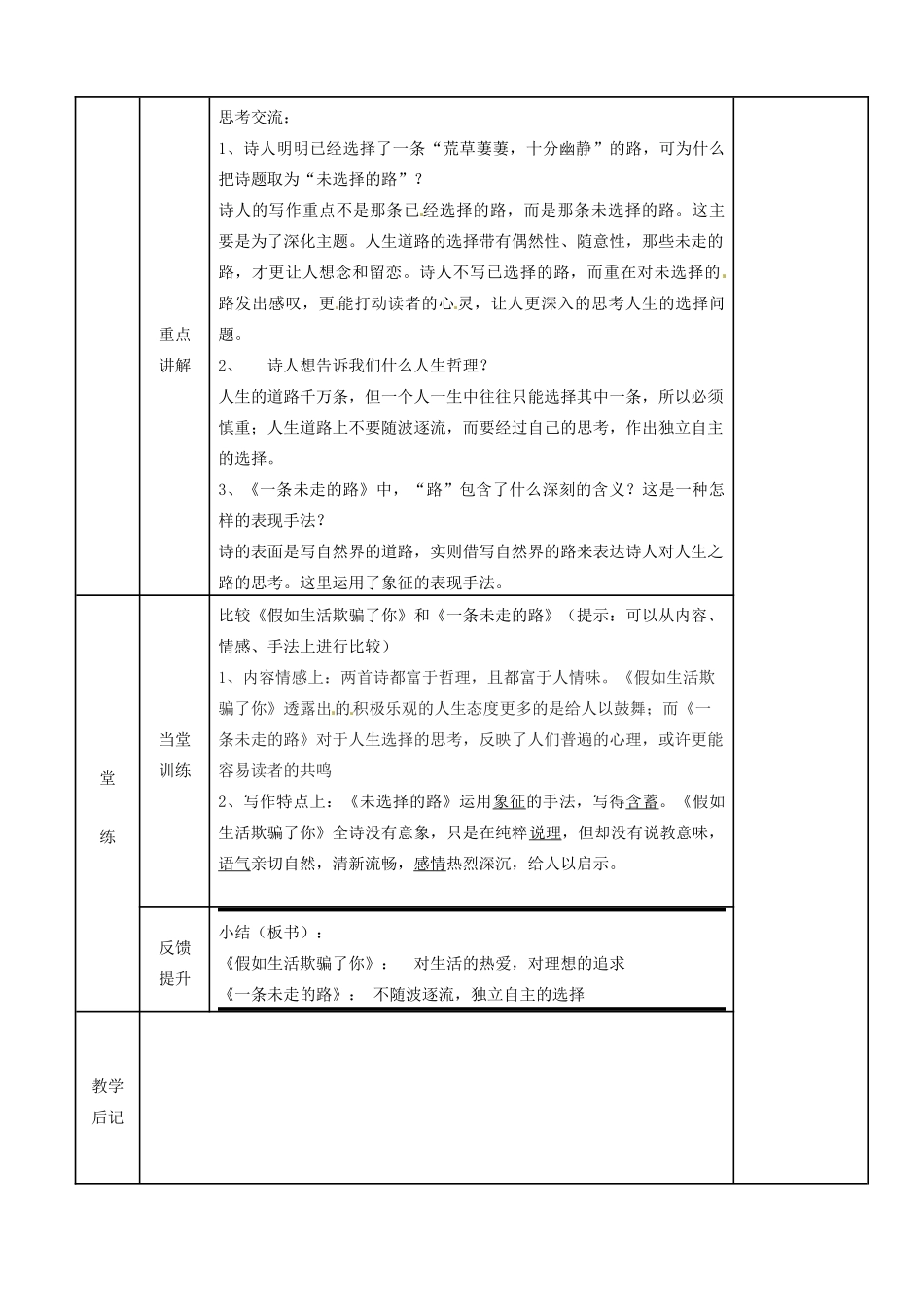 福建省晋江市首峰中学九年级语文下册 一条未走的路导学案 新人教版_第3页