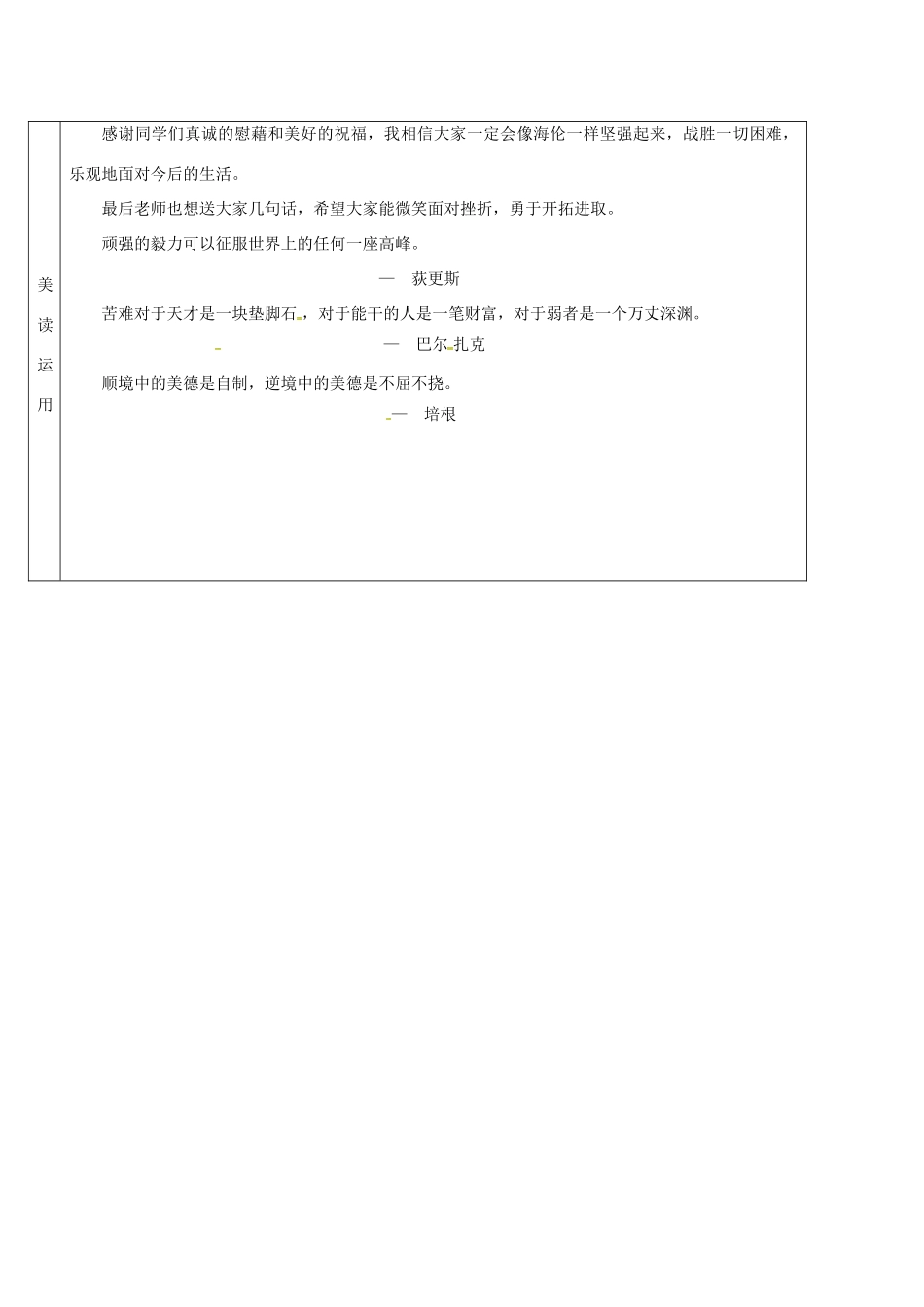 吉林省农安县七年级语文上册 第三单元 10 再塑生命的人导学案1 新人教版-新人教版初中七年级上册语文学案_第3页