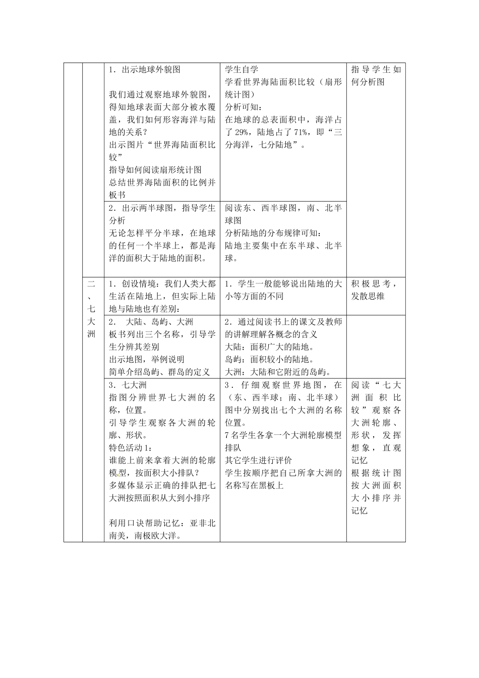 甘肃省兰州市第十九中学七年级地理上册 2.2 世界的海陆分布教案 湘教版_第3页
