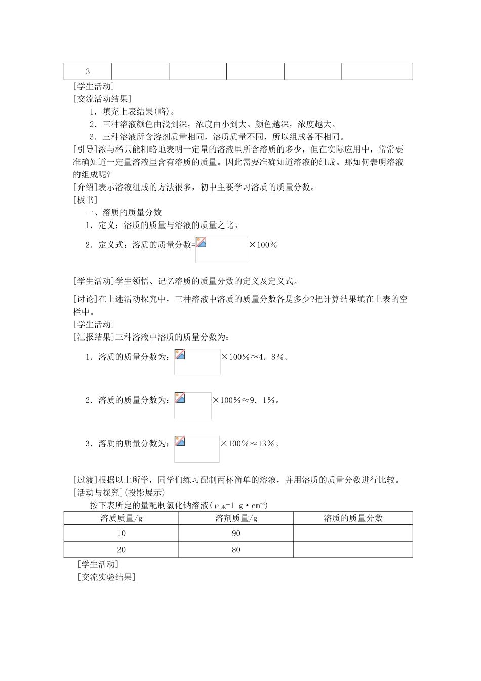 春九年级化学下册 第9单元 溶液 课题3 溶液的浓度教案 （新版）新人教版-（新版）新人教版初中九年级下册化学教案_第2页