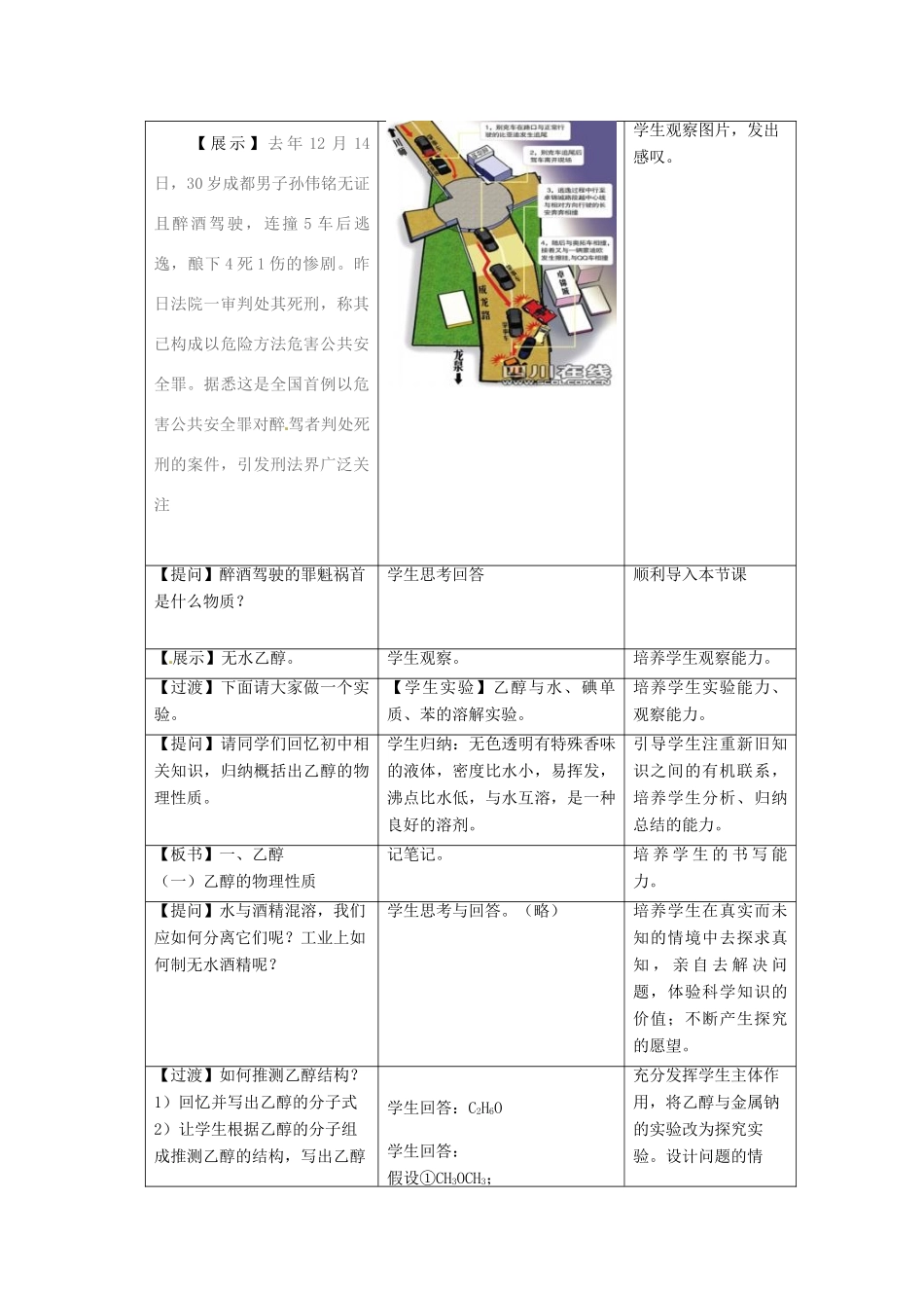 安徽省马鞍山市外国语学校九年级化学 乙醇教学设计人教新课标版_第3页