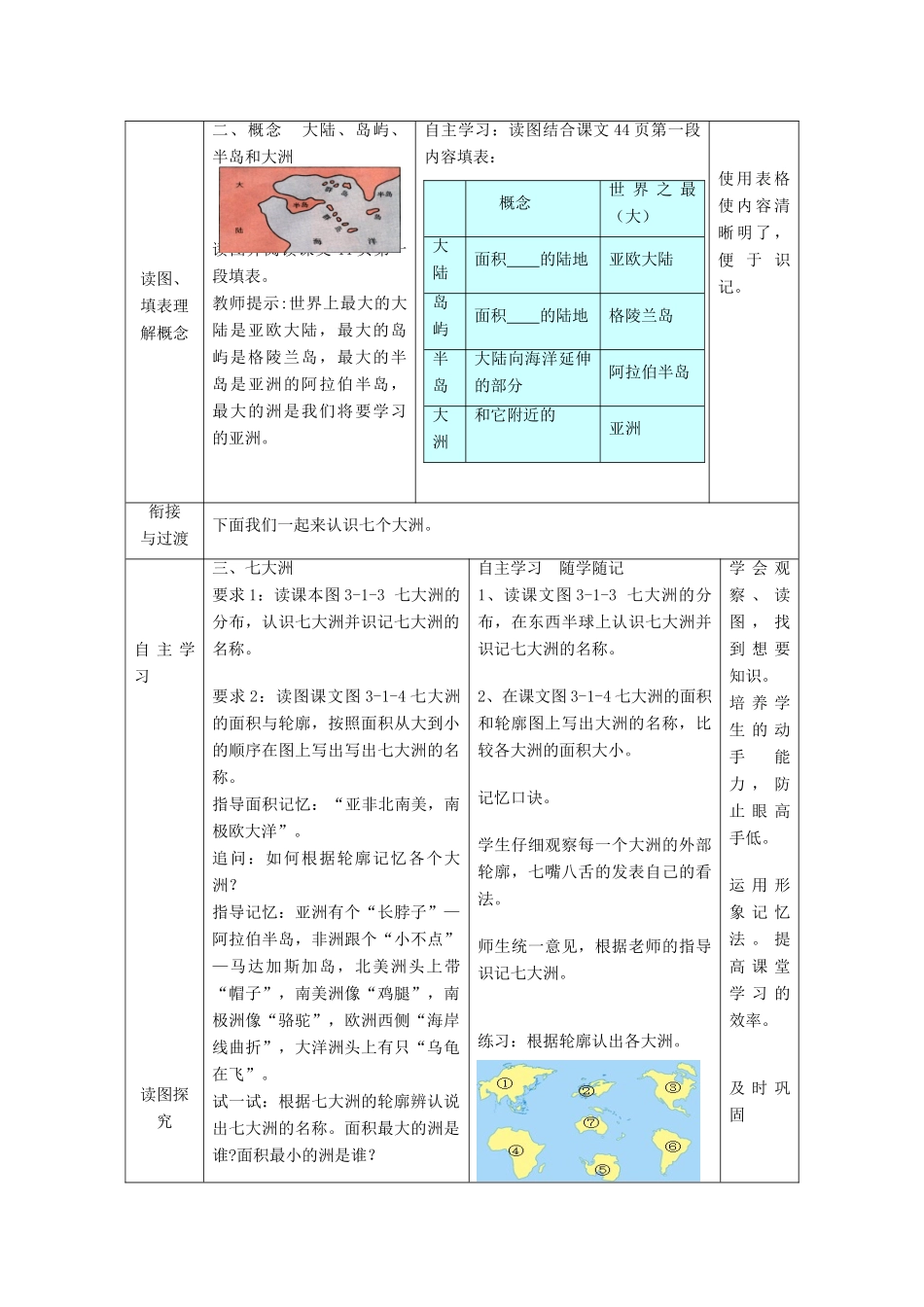 （水滴系列）七年级地理上册 第三章 第1节 海陆分布（第1课时）教案 （新版）商务星球版-（新版）商务星球版初中七年级上册地理教案_第3页
