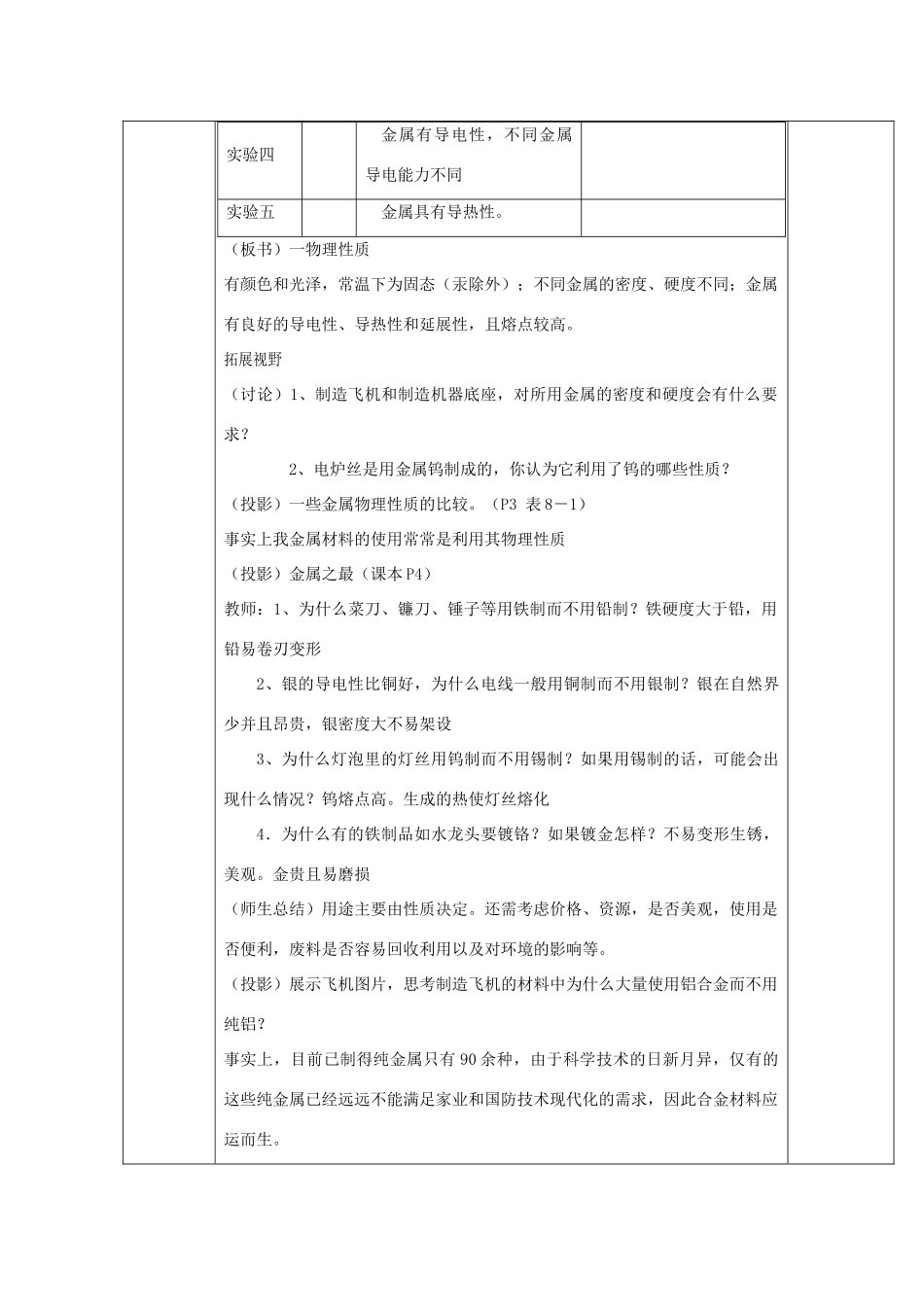 福建省东桥经济开发区九年级化学《金属材料》教案_第3页