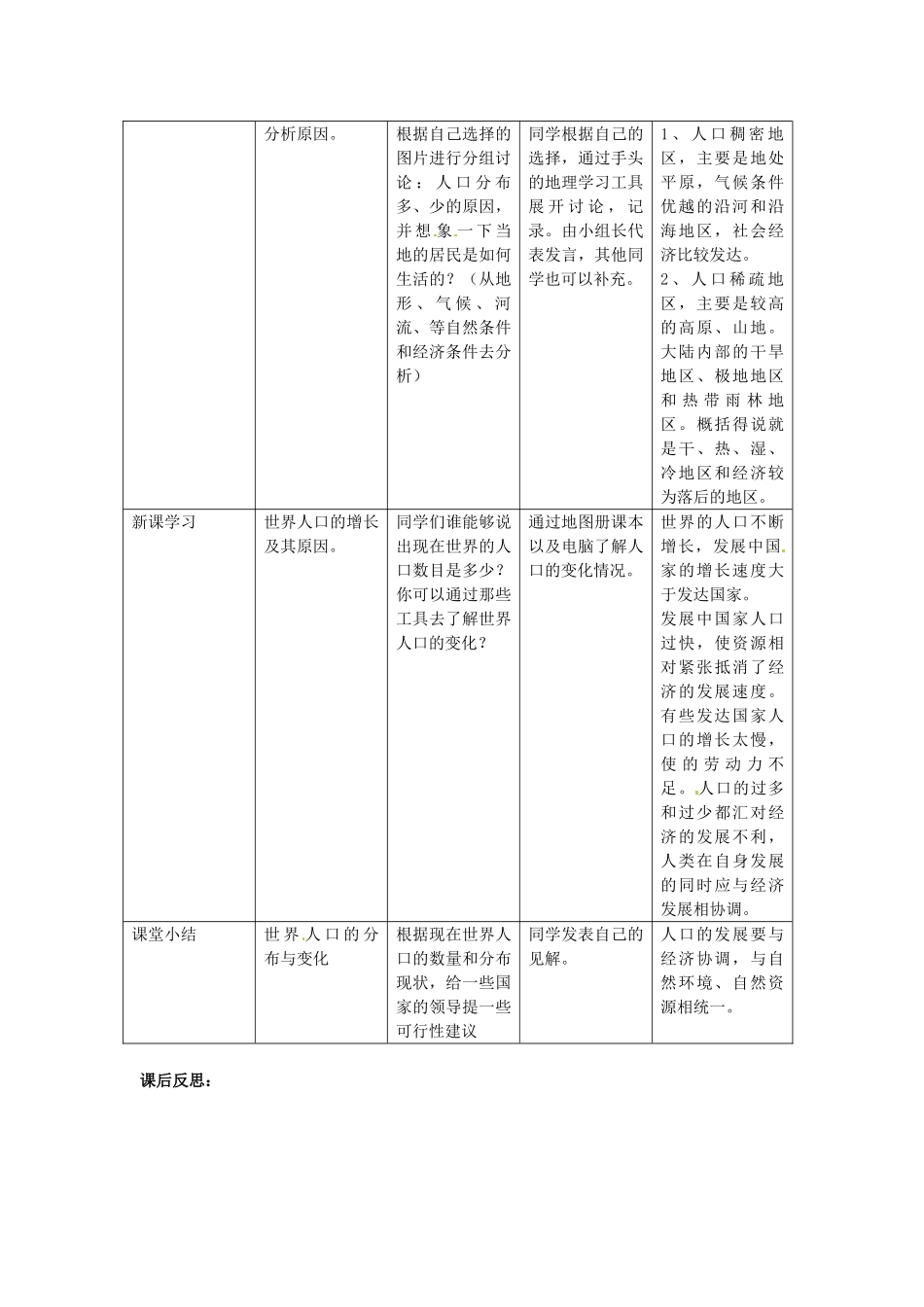 广西柳州市第十四中学七年级地理上册《世界的人口》教案 湘教版_第2页