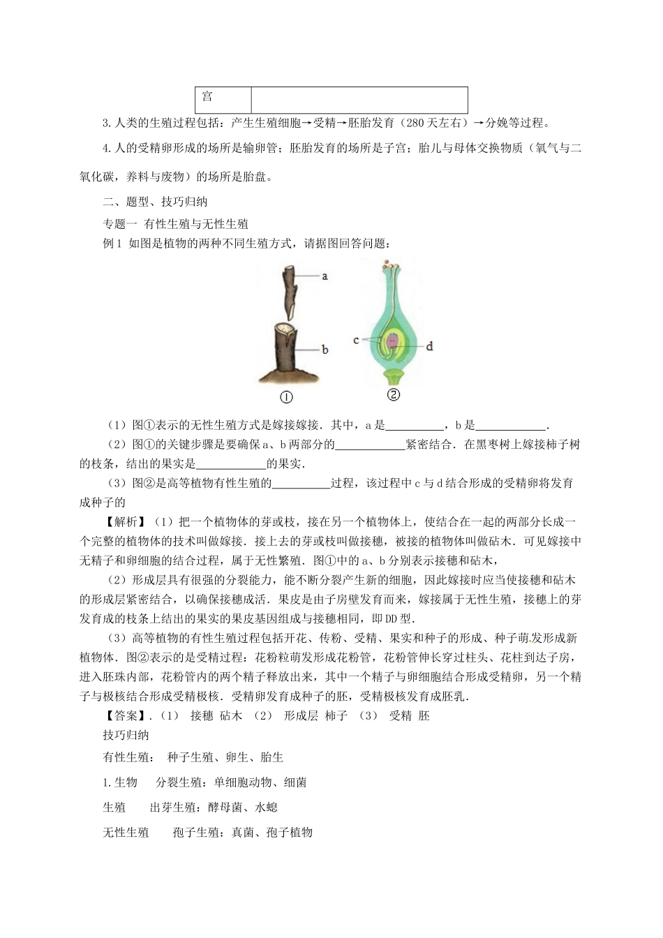 八年级生物下册 6.1生物的繁殖导学案 （新版）冀教版-（新版）冀教版初中八年级下册生物学案_第3页