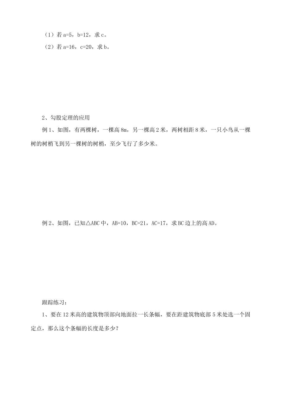 八年级数学上册 5.2勾股定理（两课时） 青岛版_第2页