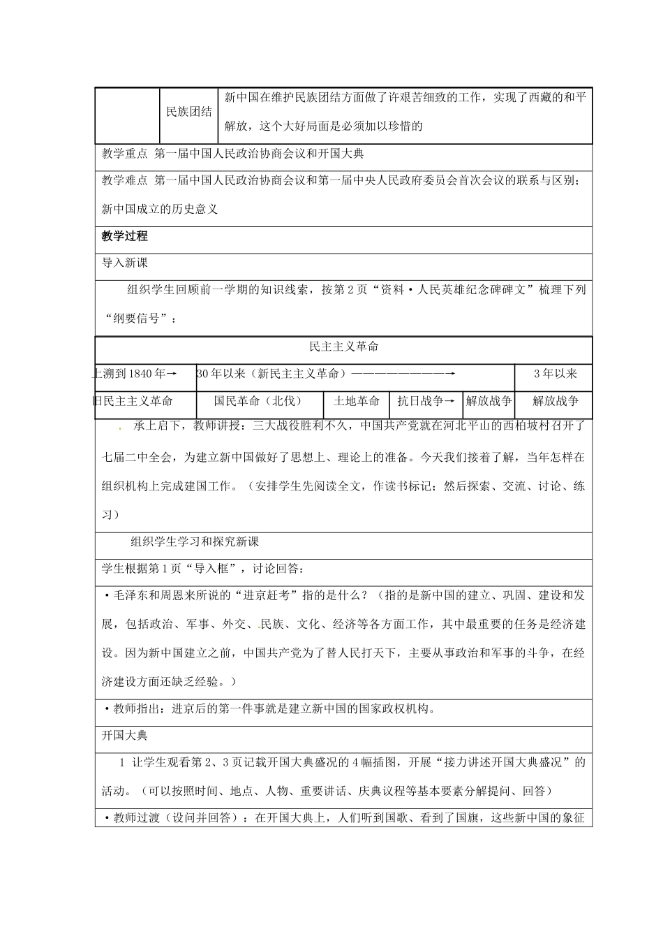 八年级历史下册 第一单元 中华人民共和国成立和向社会主义过渡 第一课《中华人民共和国成立》教案 华东师大版-华东师大版初中八年级下册历史教案_第2页