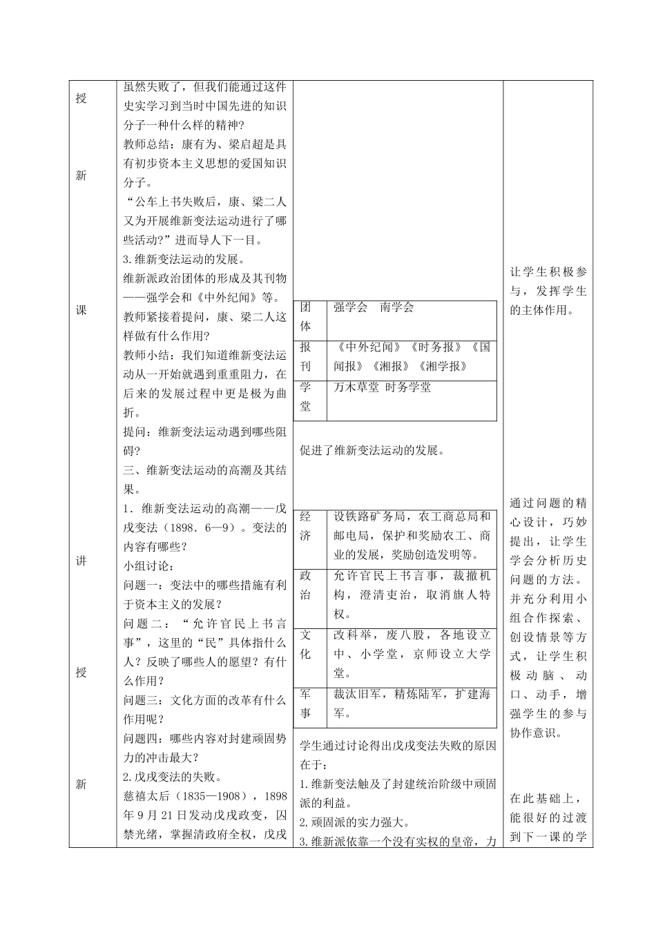 八年级历史上册 第6课 戊戌变法教案 岳麓版-岳麓版初中八年级上册历史教案_第2页