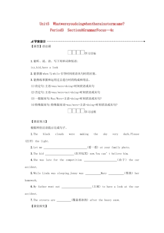 八年级英语下册 Unit 5 What were you doing when the rainstorm came（Period3 SectionAGrammarFocus—4c）学案设计 （新版）人教新目标版-（新版）人教新目标版初中八年级下册英语学案