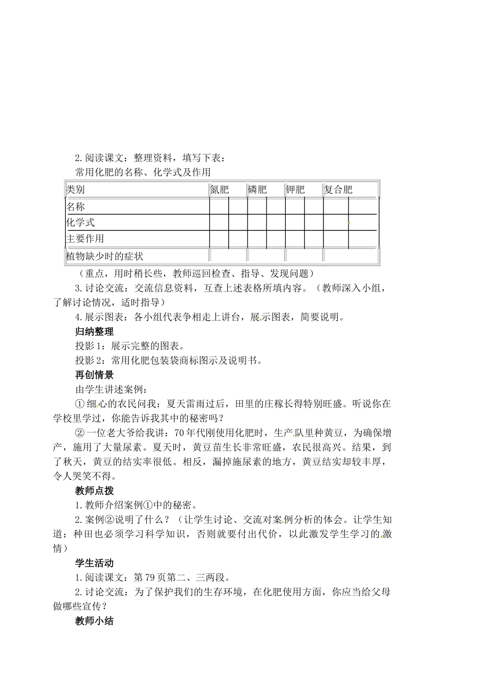 福建省长汀县第四中学九年级化学下册 课题2 化学肥料教案 新人教版_第2页