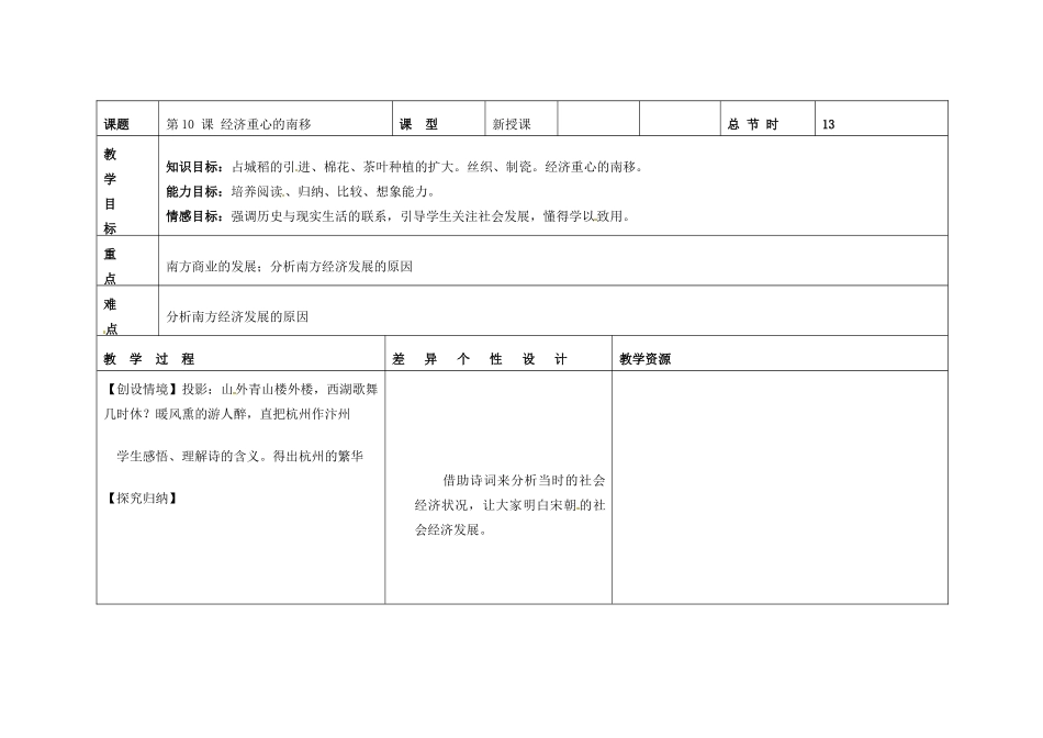 吉林省长春市第一零四中学七年级历史下册 第10课 经济重心的南移教案 新人教版_第2页
