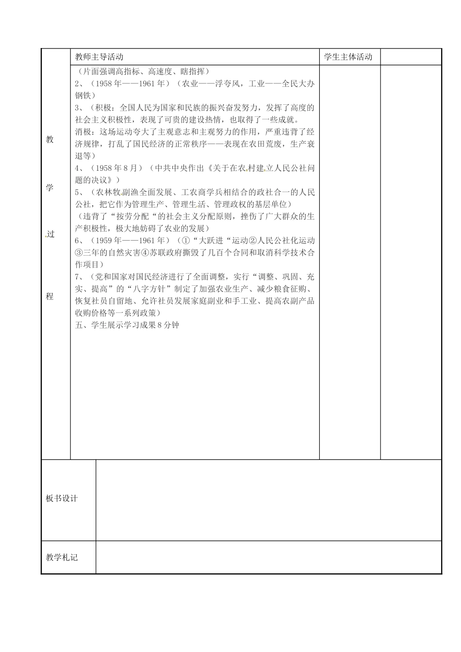八年级历史下册 2.2 大跃进和人民公社会运动教案 川教版-川教版初中八年级下册历史教案_第2页