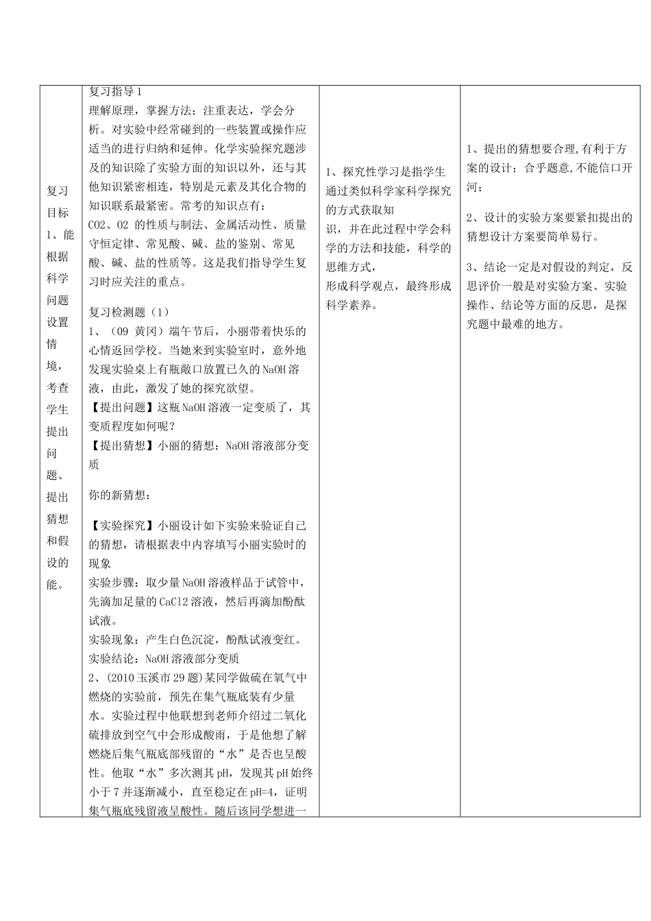河南省商水县中考化学专题复习 科学探究题教案-人教版初中九年级全册化学教案_第2页