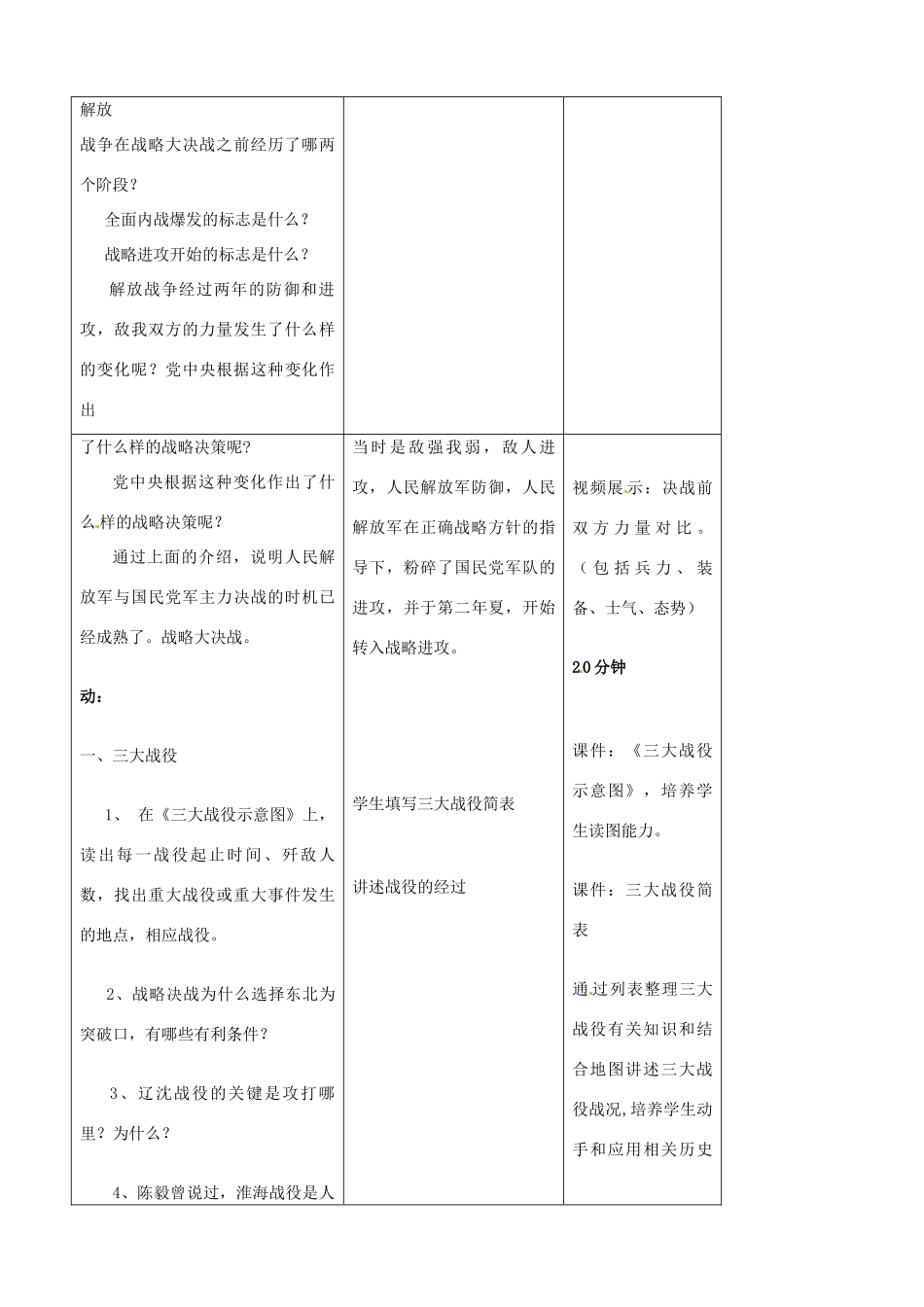 吉林省四平市第十七中学八年级历史上册 第18课 战略大决战教案教案 新人教版_第2页