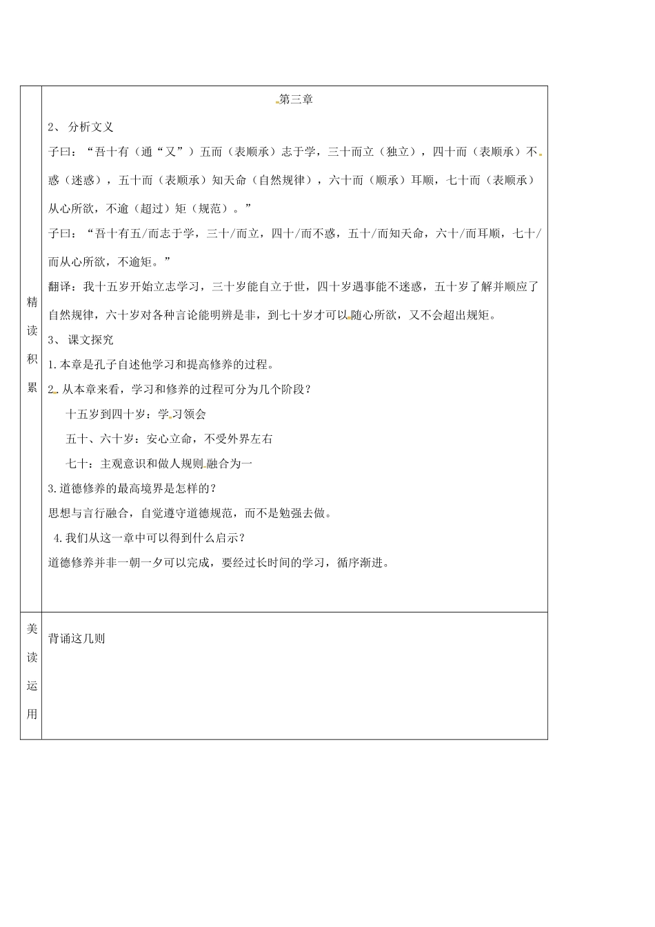 吉林省农安县七年级语文上册 第三单元 11《论语》十二章导学案2 新人教版-新人教版初中七年级上册语文学案_第3页