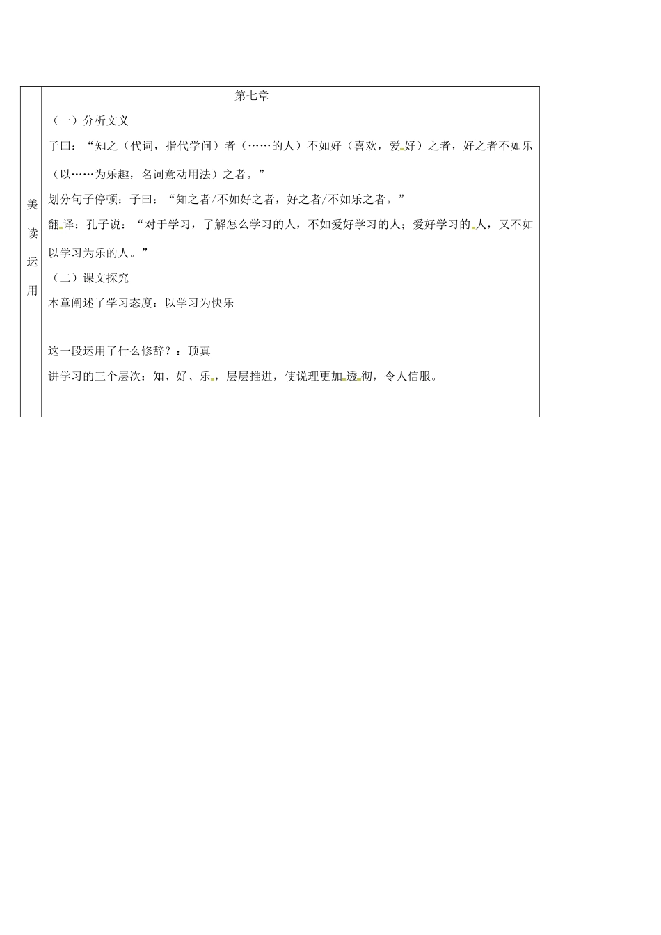 吉林省农安县七年级语文上册 第三单元 11《论语》十二章导学案3 新人教版-新人教版初中七年级上册语文学案_第3页