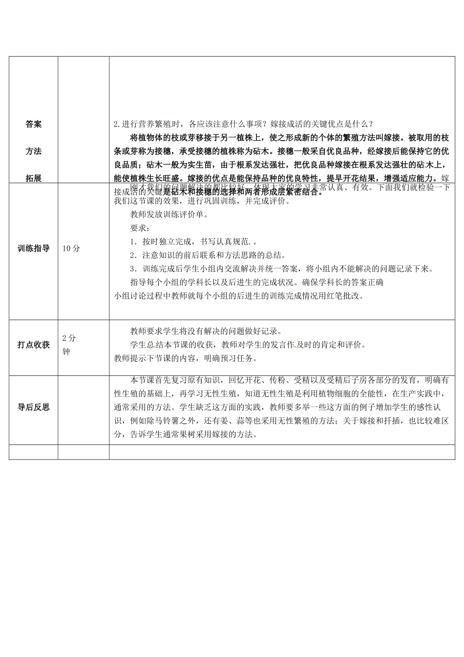 八年级生物上册 4.1.7 植物的无性生殖导学案2 （新版）济南版-（新版）济南版初中八年级上册生物学案_第3页