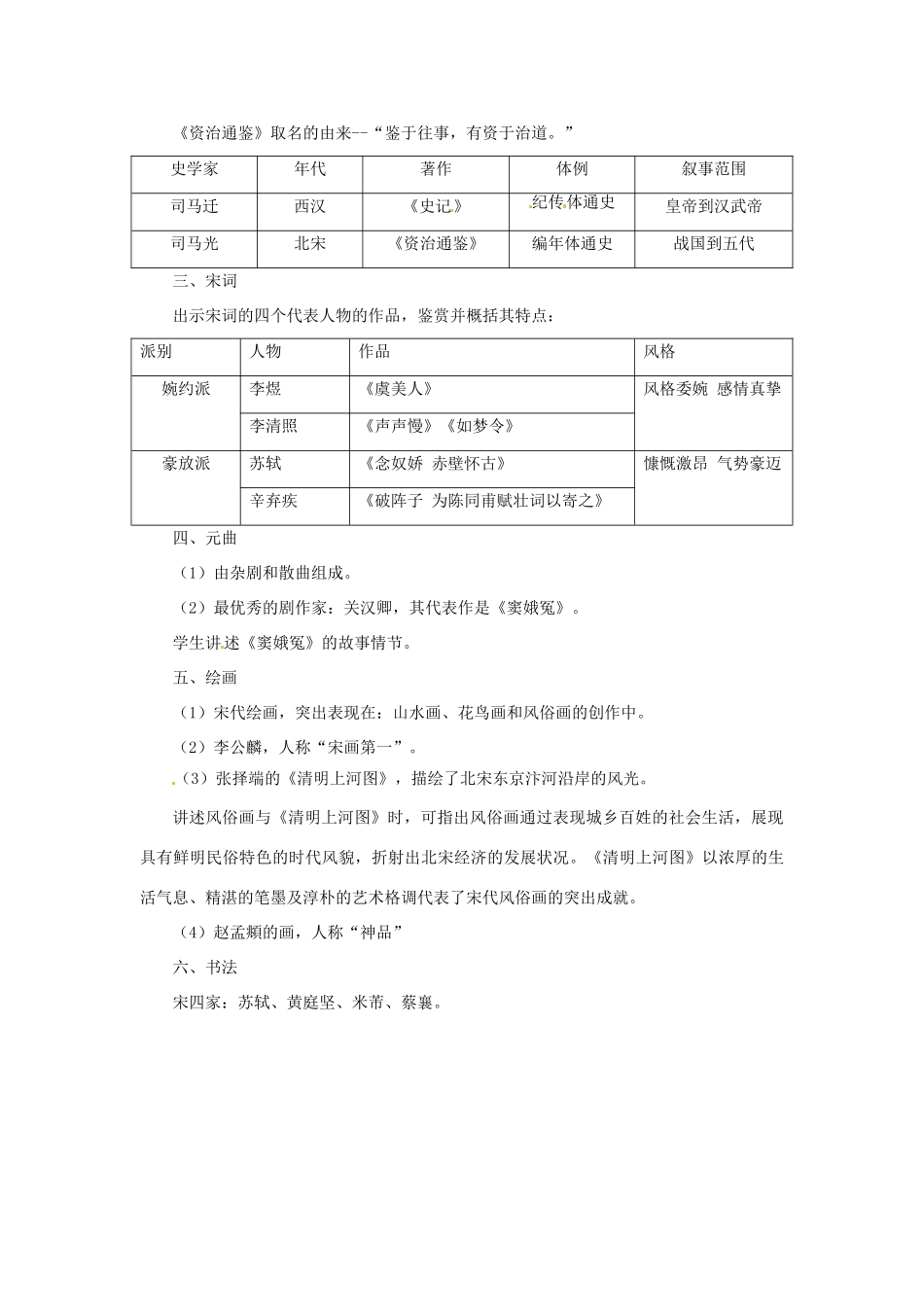 吉林省长春五中七年级历史下册《第13、14课 灿烂的宋元文化》教案 新人教版_第3页