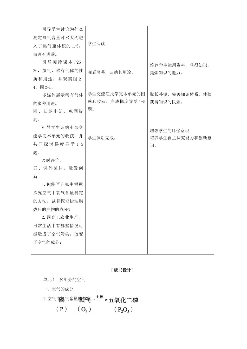湖北省孝感市孝南区肖港初级中学九年级化学上册 多组分的空气教案2 新人教版_第3页
