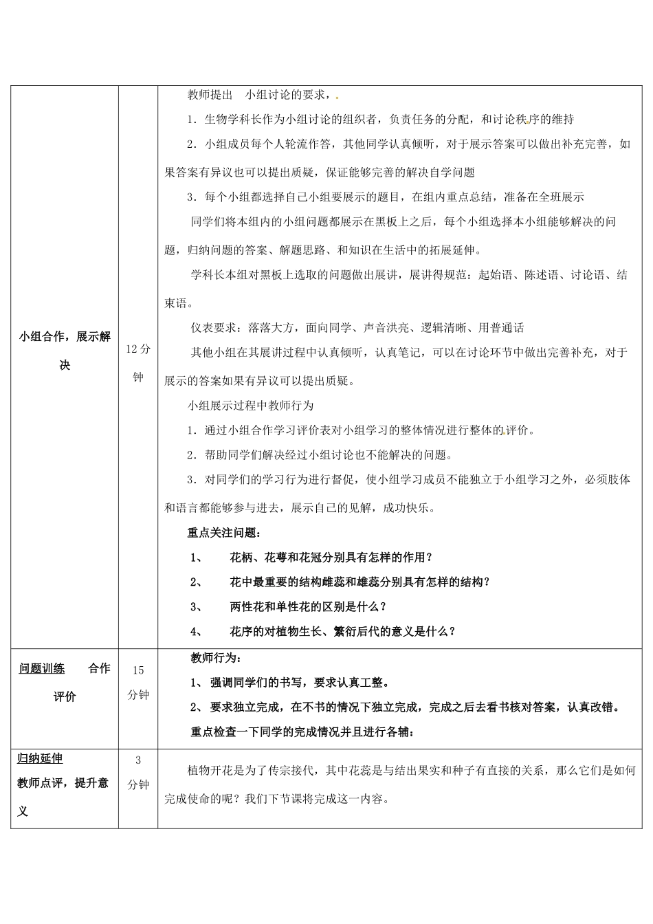 八年级生物上册 4.1.1 花的结构和类型导学案3 （新版）济南版-（新版）济南版初中八年级上册生物学案_第3页