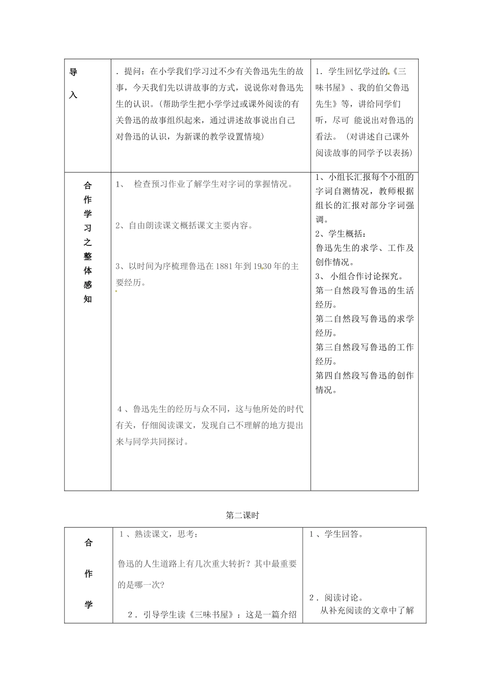 河北省保定市望都县第三中学七年级语文下册《鲁迅自传》导学案 语文版_第3页