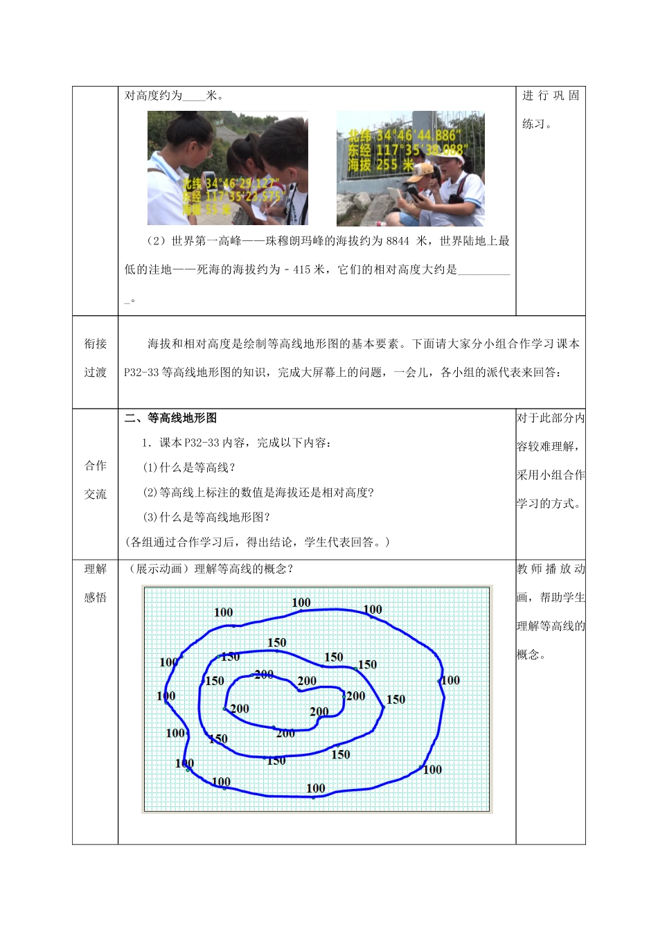 （水滴系列）七年级地理上册 第二章 第二节《地形图的判读》教案 （新版）商务星球版-（新版）商务星球版初中七年级上册地理教案_第3页