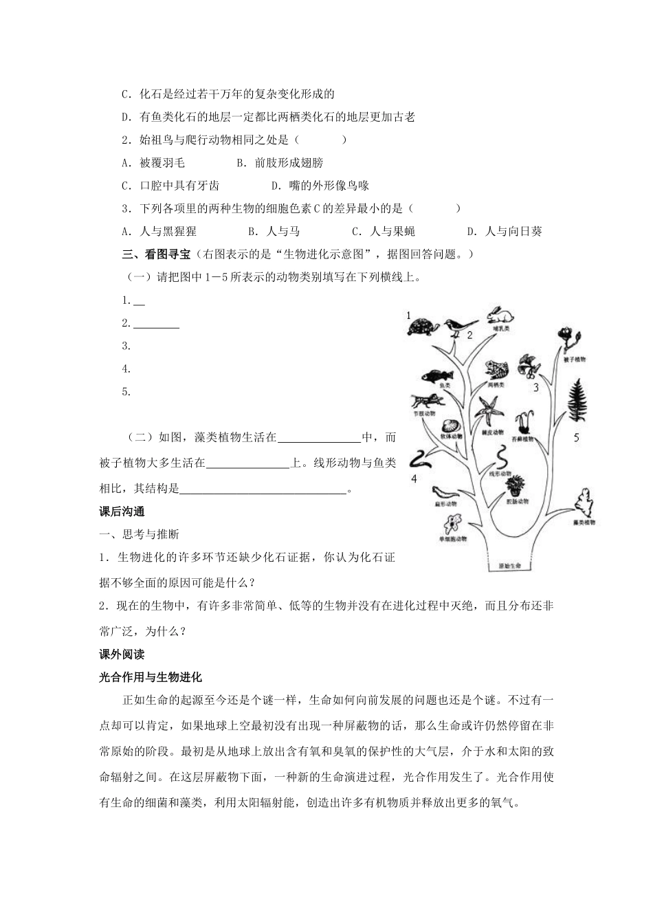 八年级生物下册《7.3.2 生物进化的历程》学案 新人教版_第2页