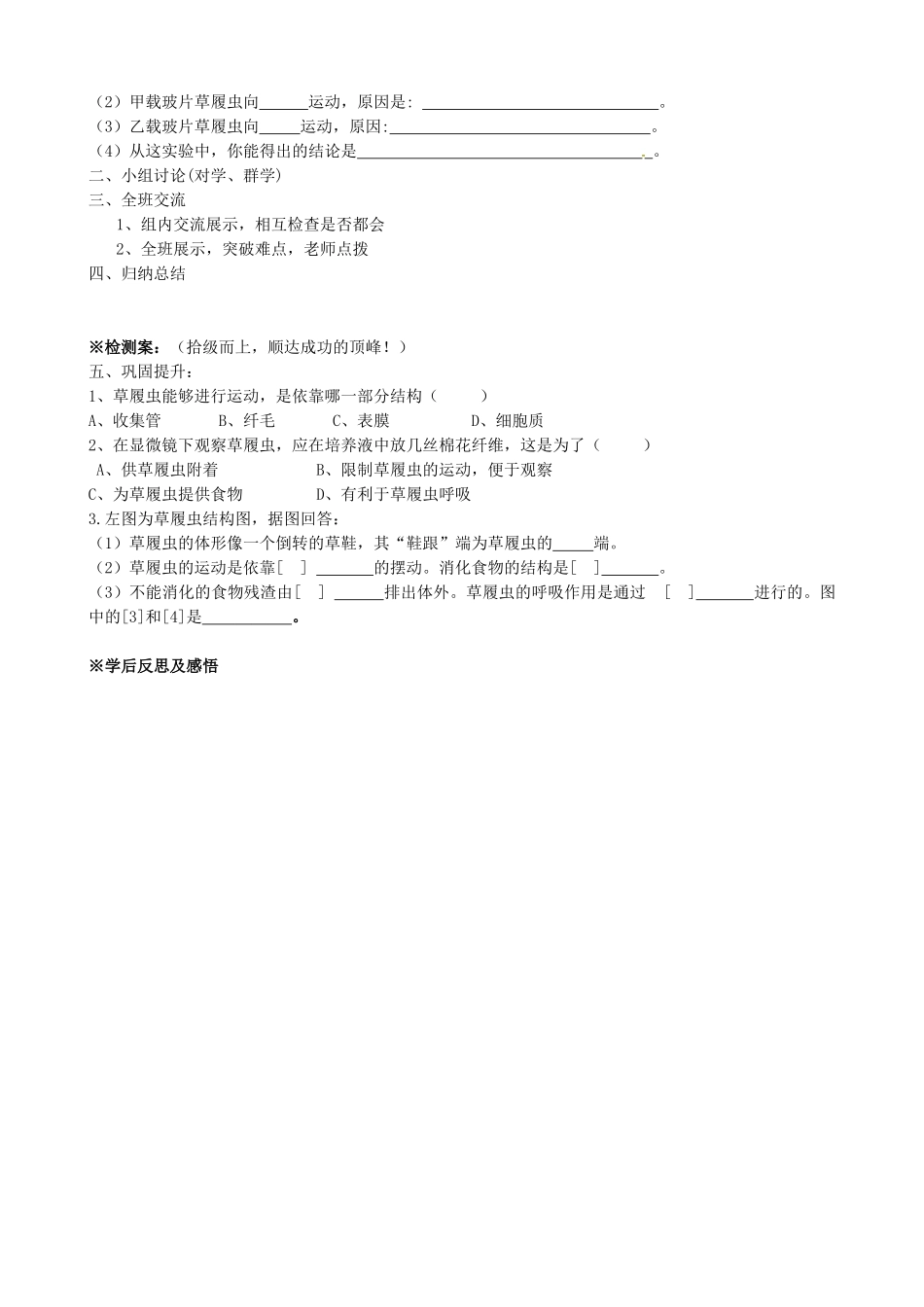 广西省桂林市灌阳县灌阳镇红旗初级中学七年级生物上册 第二单元 第二章 第四节 单细胞生物导学案（无答案）（新版）新人教版_第2页