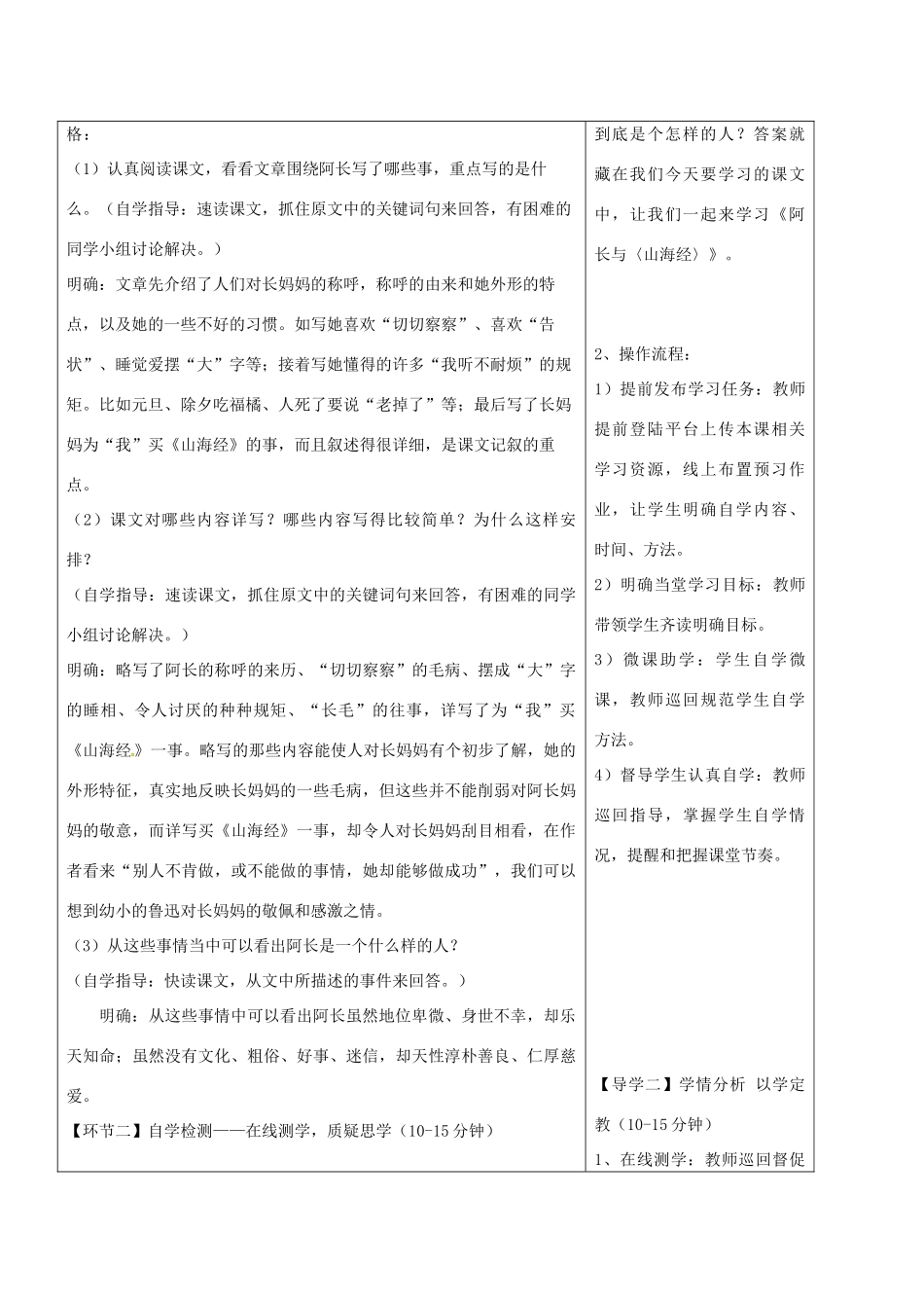 湖北省天门市杭州市七年级语文下册 第三单元 第9课 阿长与山海经导学设计 新人教版-新人教版初中七年级下册语文学案_第2页