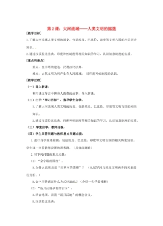 广东省汕头市龙湖实验中学九年级历史上册 第2课 大河流域─人类文明的摇蓝教案 新人教版