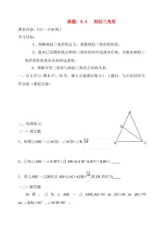 八年级数学下册 8.4相似三角形 青岛版