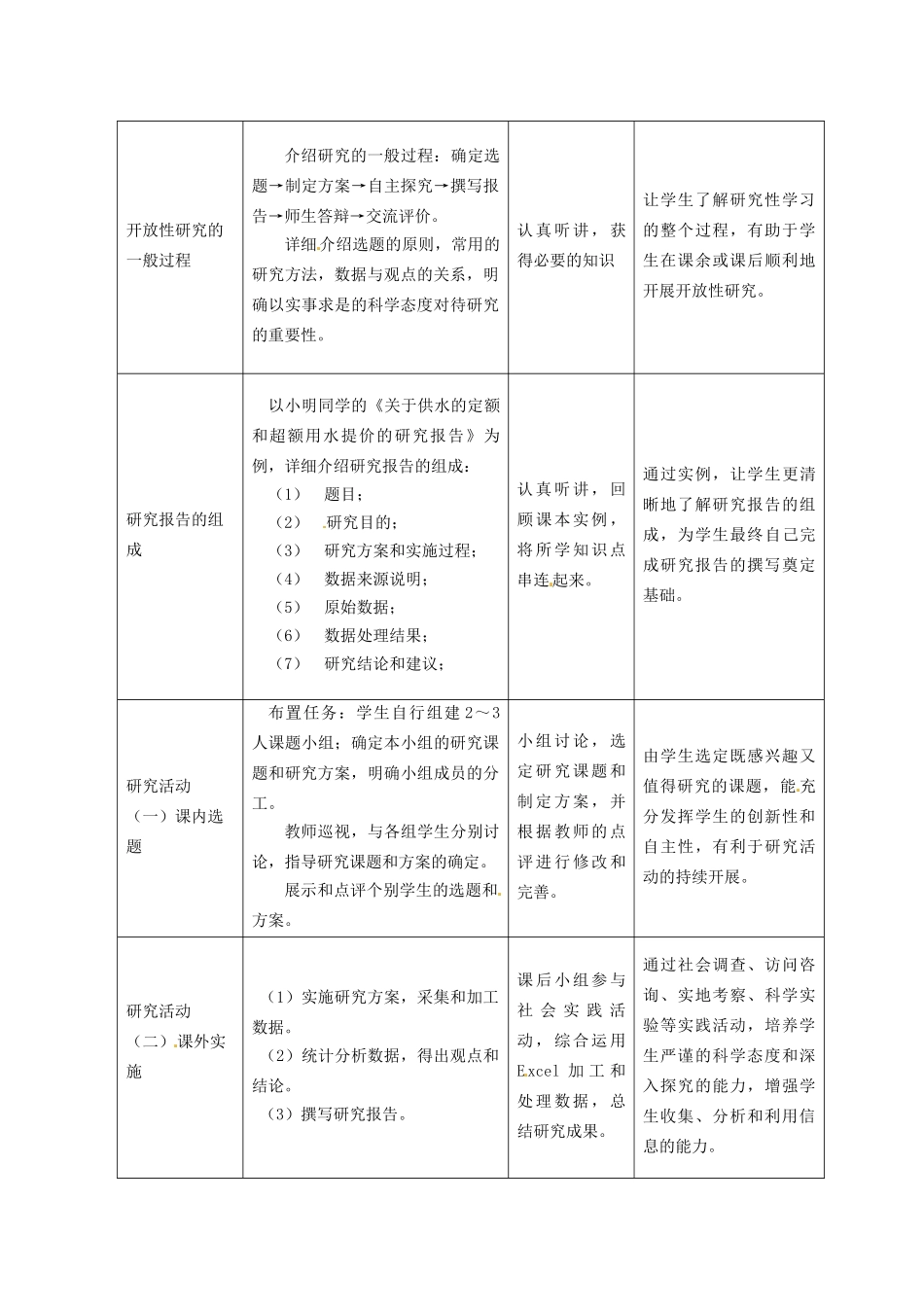 河北省秦皇岛市抚宁县驻操营学区初中信息技术 借助Excel作研究报告教学设计 新人教版_第3页