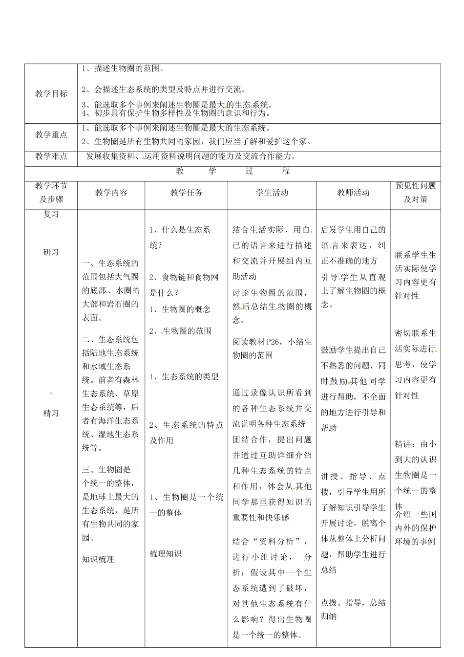 吉林省通化市七年级生物上册 第1单元 第2章 第3节 生物圈是最大的生态系统导学案 （新版）新人教版-（新版）新人教版初中七年级上册生物学案_第2页