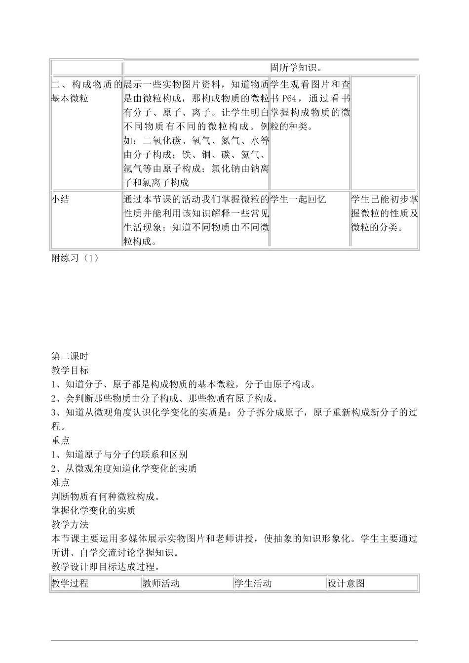 江苏省丹阳市前艾中学九年级化学全册《构成物质的基本微粒》教案 沪教版_第3页