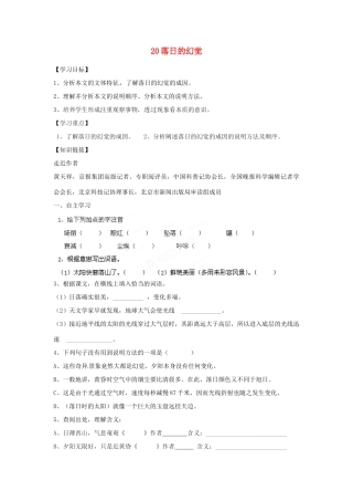 湖南省郴州市嘉禾县坦坪中学八年级语文上册 20落日的幻觉学案 新人教版