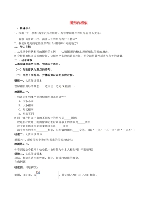 北大绿卡九年级数学下册 27.1 图形的相似导学案 （新版）新人教版-（新版）新人教版初中九年级下册数学学案