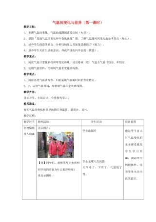 （水滴系列）七年级地理上册 4.2 气温的变化与差异（第1课时）教案 （新版）商务星球版-（新版）商务星球版初中七年级上册地理教案