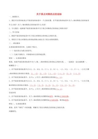 北大绿卡九年级数学上册 23.2.3 关于原点对称的点的坐标导学案（含解析）（新版）新人教版-（新版）新人教版初中九年级上册数学学案