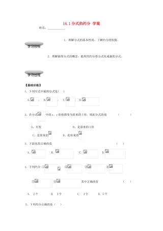 八年级数学上册 第十四章 分式 14.1 分式快乐学案2 冀教版