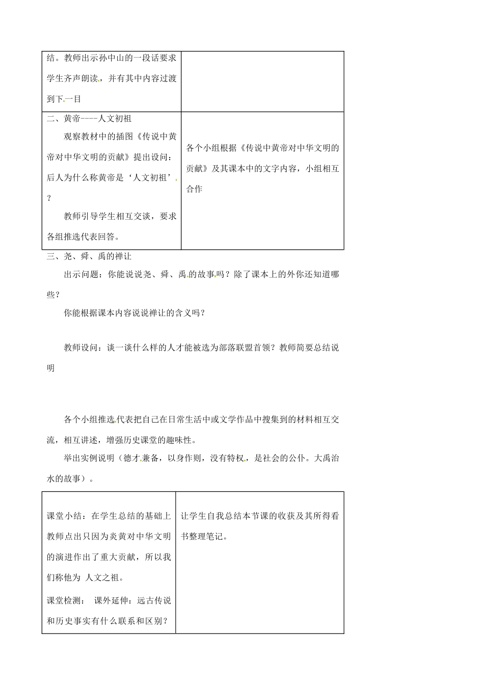 湖南省长沙县路口镇麻林中学七年级历史上册《华夏之祖》教案 新人教版_第2页