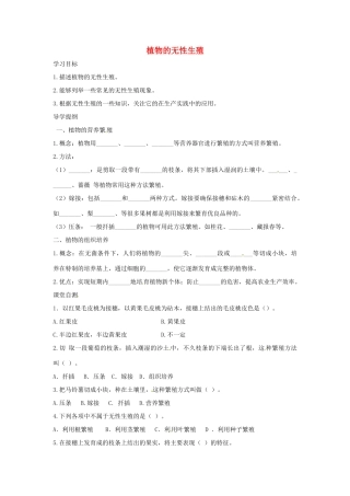 八年级生物上册 4.1.7植物的无性生殖导学案 （新版）济南版-（新版）济南版初中八年级上册生物学案